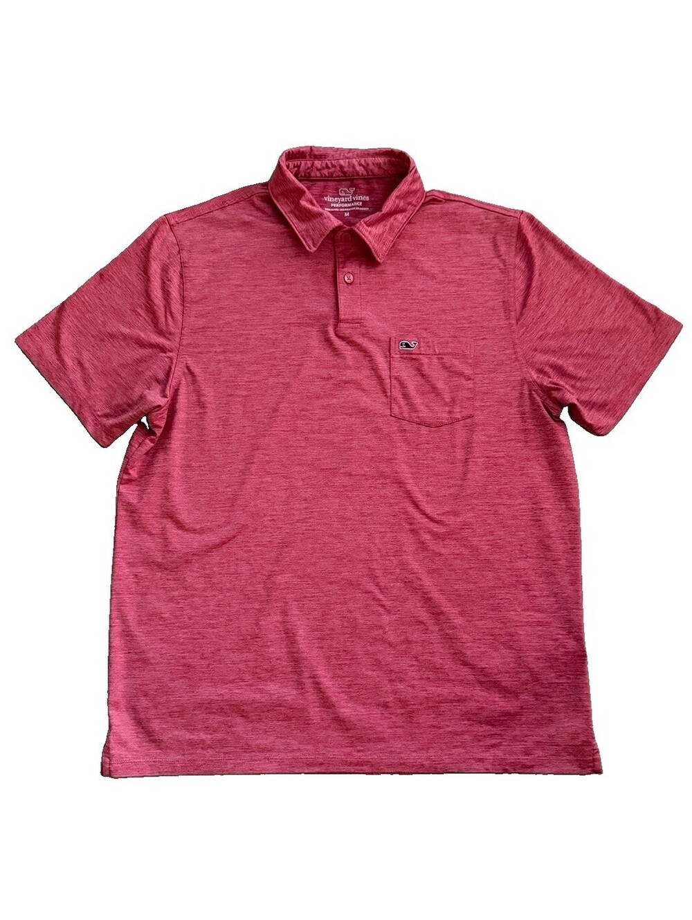 Vineyard Vines Performance Polo Shirt Mens M Pink Heather Pocket Stretch Golf